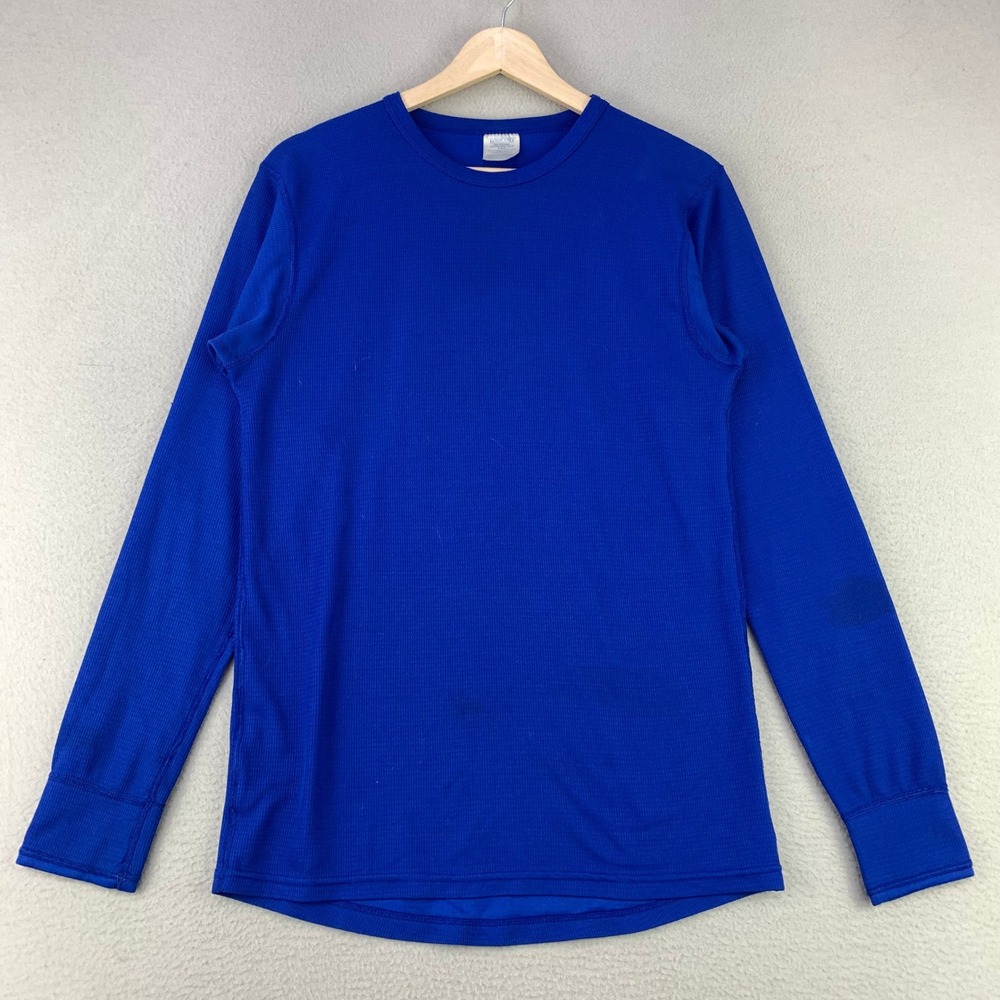 Vintage Lands End Waffle Knit Thermal Shirt Mens M Tall Blue Base Layer USA‎